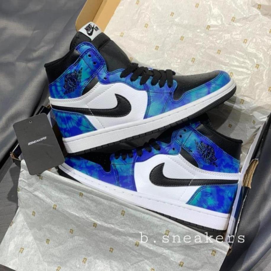 (bachhoa)Giày thể thao Air Jordan xanh loang, Giày JD1 tie dye cao cổ nam nữ siêu hot tặng dây full box bill