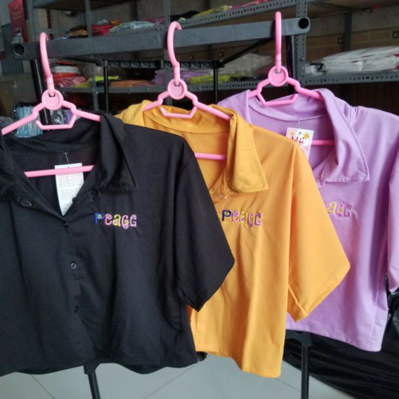 Áo croptop cổ bẻ polo nữ tay lỡ , from rộng, freesize , thun cotton mềm mịn