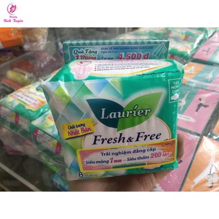 Băng vệ sinh siêu mỏng cánh Laurier Fresh & Free (8 miếng/gói)