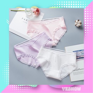 Quần lót nữ🍄[FREE SHIP]🍄Giảm 20k [QUAN LOT NU]Set 5 quần chip cotton gân tăm viền ren -quần chíp gợi cảm quyến rũ