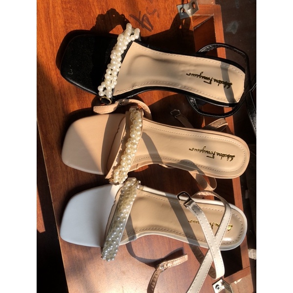 Dép sandanl nữ phối hạt cườm gót dẹt 5cm thời trang mã Q163