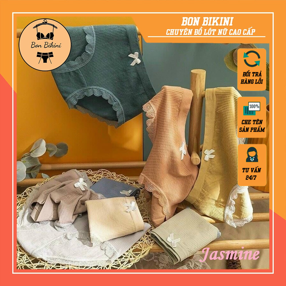 Quần lót nữ đính nơ cotton kháng khuẩn viền ren thoáng mát M02