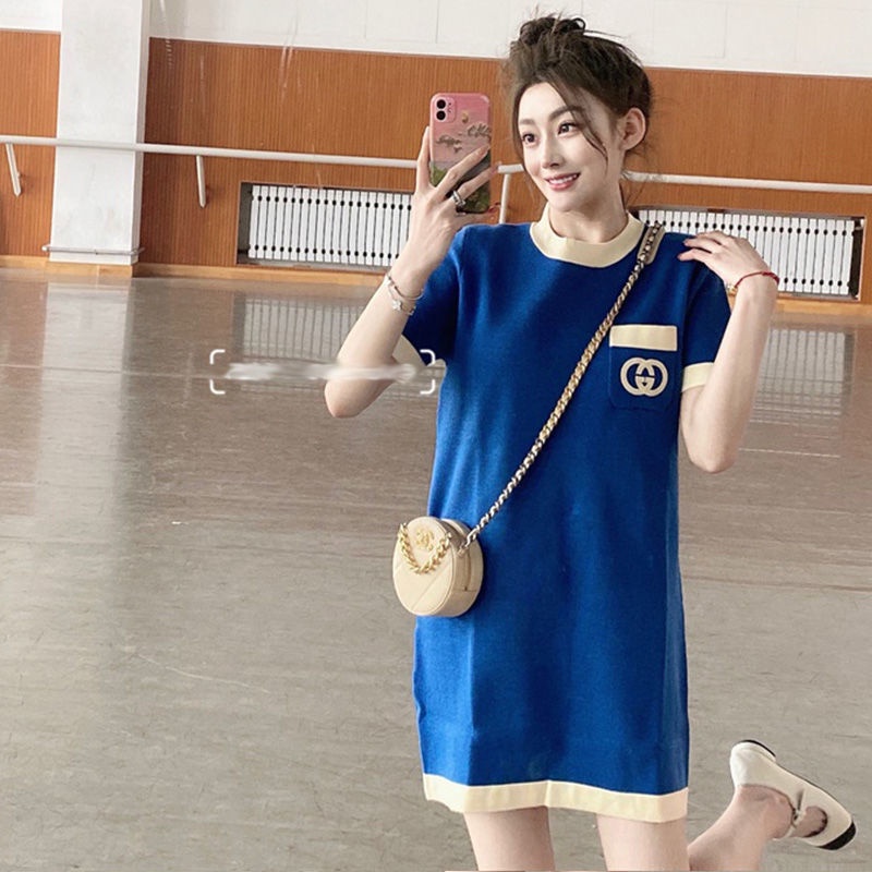 Đầm Nhỏ Màu Xanh Dương Phong Cách Pháp Cá Tính Thời Trang Xuân Thu 2021 Mới Cho Nữ