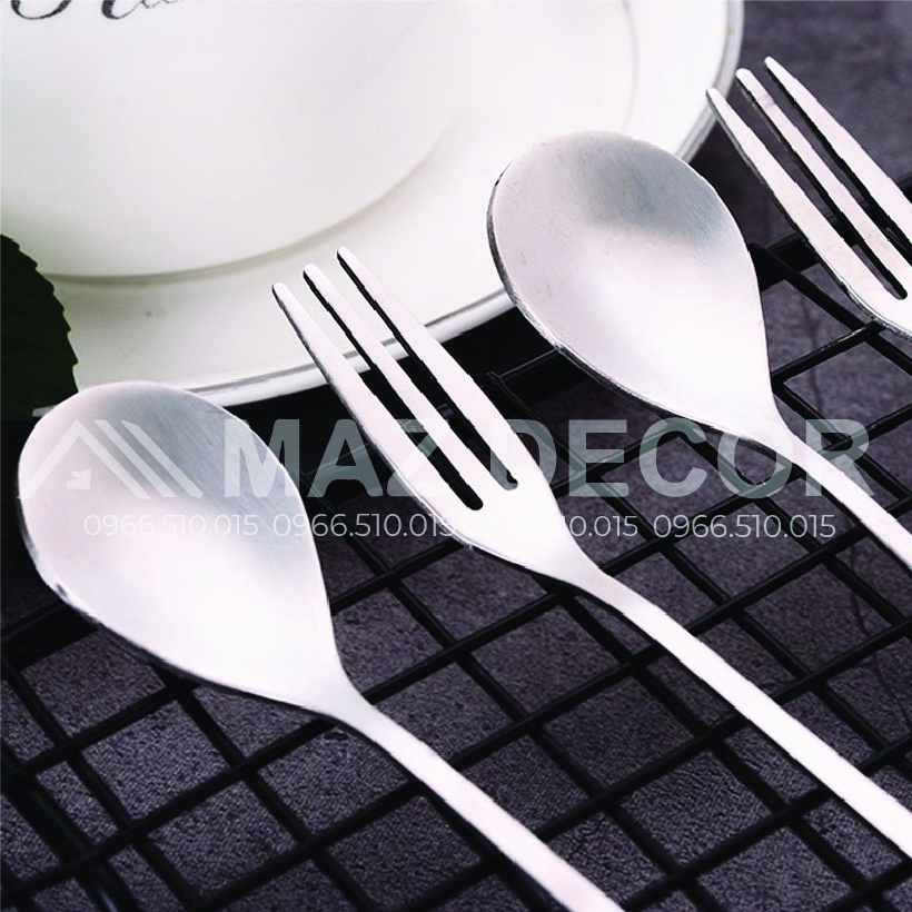 SALE GIÁ XƯỞNG Thìa nĩa dĩa ăn decor hình lá rĩa lá phong cách Vintage hoàng gia tân cổ điển tạo hình 3 lá