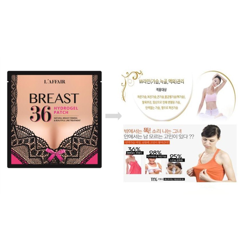 Hộp 10 miếng dán nở ngực, săn chắc, chống chảy xệ Rainbow L'affair Breast 36 Hydrogel Patch 90g | BigBuy360 - bigbuy360.vn