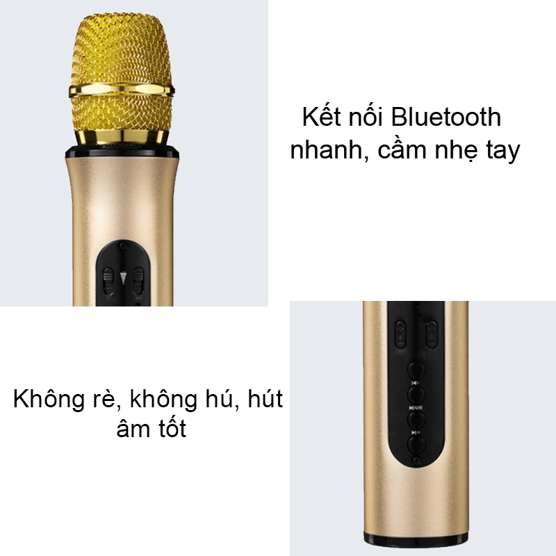 [Mã ELHACE giảm 4% đơn 300K] Mic Hát Nhạc Kiêm Loa Bluetooth Hát Karaoke Tại Nhà, Đi Du Lịch - Hàng Chính Hãng PKCB