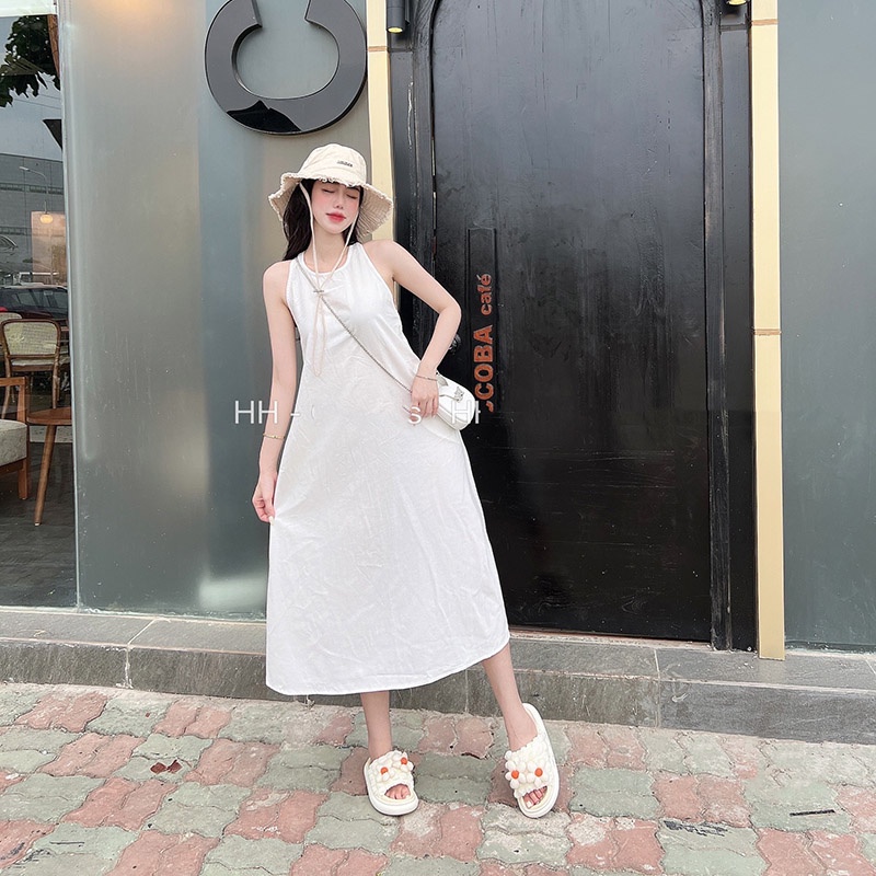 Váy Đũi Dáng Maxi Phom Suông Hàng Quảng Châu V1084-Violet