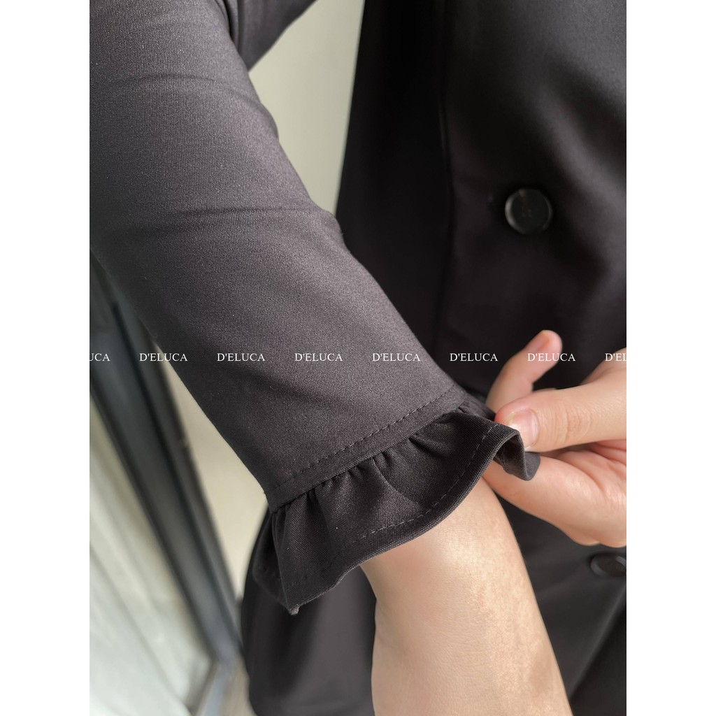 [Hình+Video Thật] Váy Cổ Vest Dáng Xòe Chất Liệu Tuytsi Hàn Cao Cấp Dài Tay, Hai Hàng Cúc Kiểu Dáng Thời Trang | BigBuy360 - bigbuy360.vn