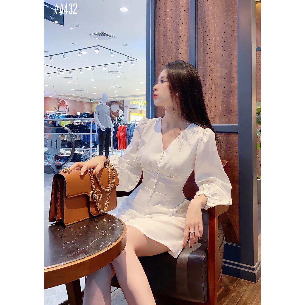 Váy đi tiệc váy trắng cổ tim tay phồng TANA D0055 | BigBuy360 - bigbuy360.vn