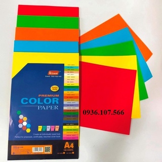[SỐC] Giấy bìa màu A4 Grand - Trộn 5 màu  (100 tờ/ xấp)