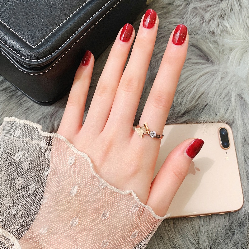 Vòng thép titan đơn kim cương thời trang nữ phiên bản Hàn Quốc Nhẫn vàng hồng dễ thương