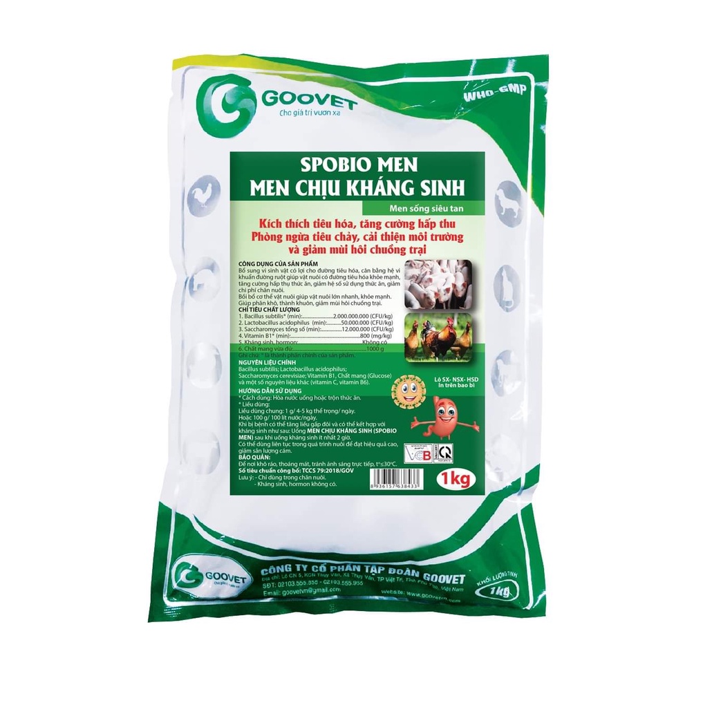 Men tiêu hóa sống SPOBIO gói  Men tiêu hoá ngừa tiêu chảy, giảm mùi hôi chuồng trại.