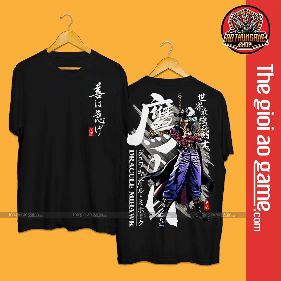 Áo one piece Mihawk nam nữ Áo thun one piece Mihawk trắng đen form rộng unisex cotton co giãn thoáng mát TGAG 01