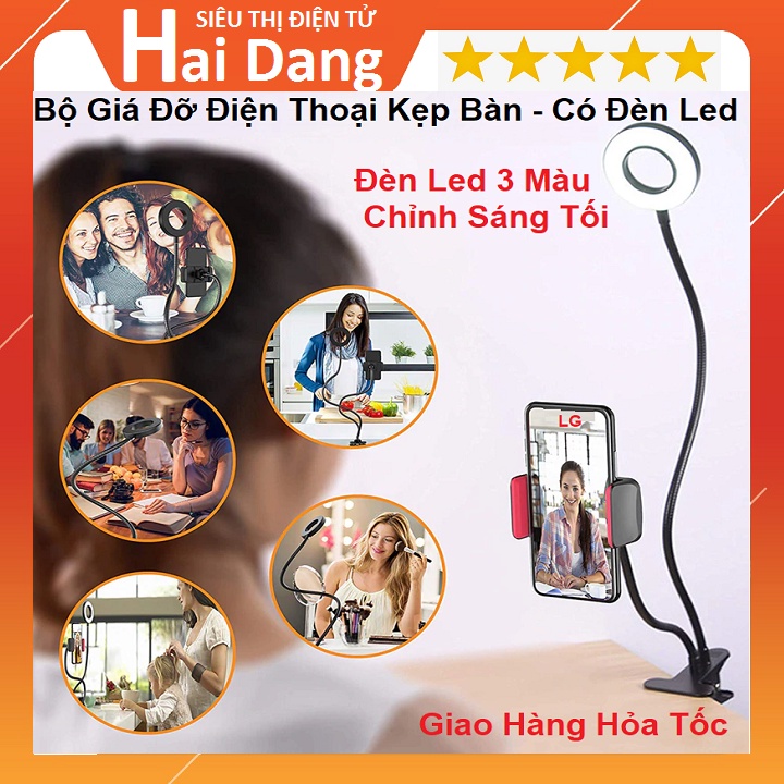 Đèn Led Livestream Giá Rẻ, Đèn Kẹp Bàn, Có Kẹp Điện Thoại - Uốn Dẻo Đa Năng - Chuyên Make Up - Tiện Dụng - Bảo Hành 6 Th