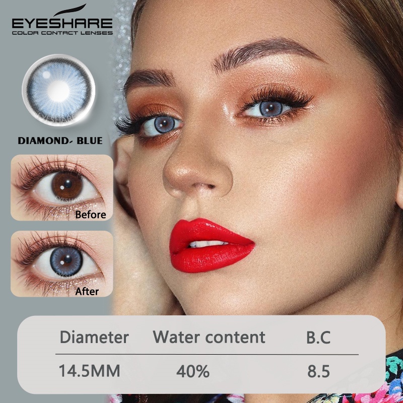 Cặp kính áp tròng EYESHARE màu sắc tự nhiên làm đẹp hàng năm thời trang dành cho mắt