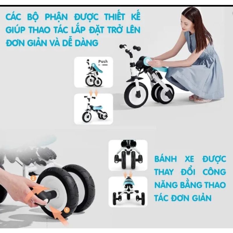 Xe Nadle SL-A2 đa năng  tích hợp 3 chức năng vừa làm xe đẩy, xe chòi, xe đạp 3 bánh cho bé [Kèm Khung Bảo Vệ]