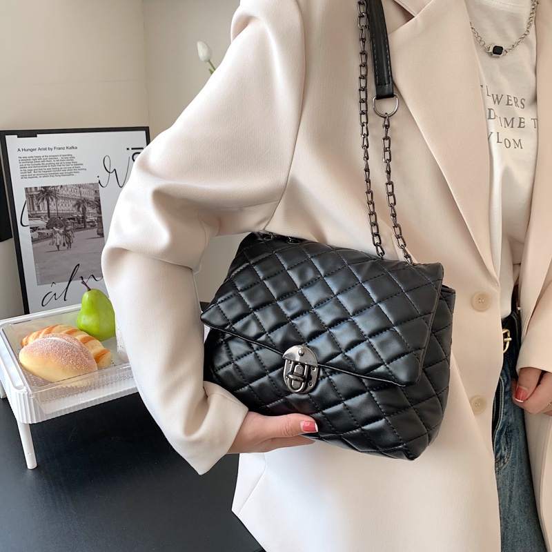 Túi Đeo Vai Hình Vuông Màu Trơn Phong Cách Phương Tây Cổ Điển 2022