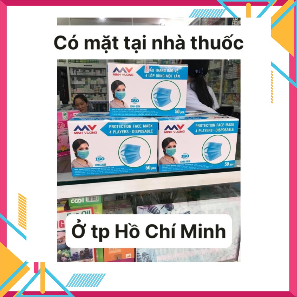 [HỘP 50 CÁI] Khẩu trang y tế kháng khuẩn 4 lớp - hàng chính hãng MINH VƯỢNG