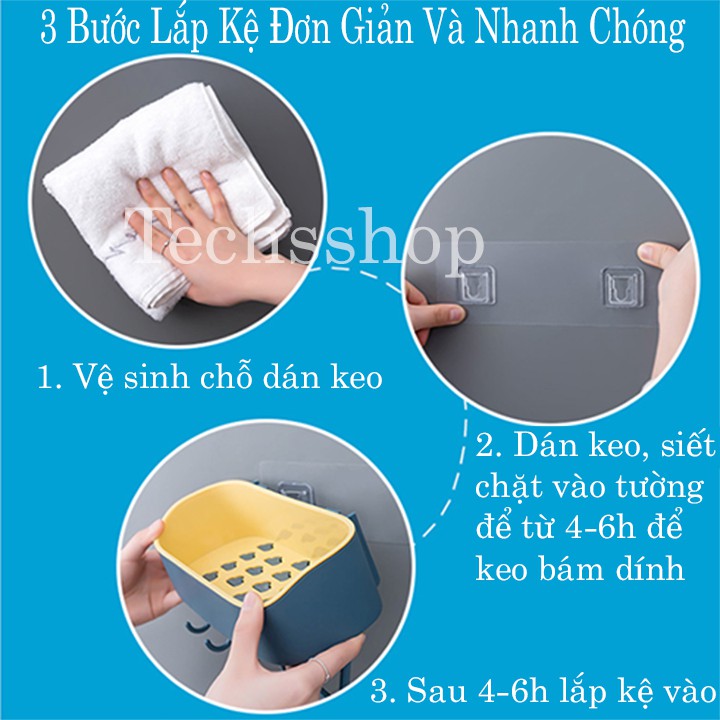 Kệ nhựa dán tường hình bầu có 4 móc treo linh hoạt cho phòng tắm, phòng bếp - Khay treo đồ 2 lớp cao cấp