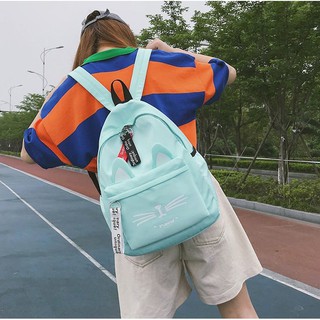 [THANH LÝ XẢ KHO] Balo dù mặt mèo | Ba lô vải thời trang nữ đẹp đi học, du lịch, đi chơi