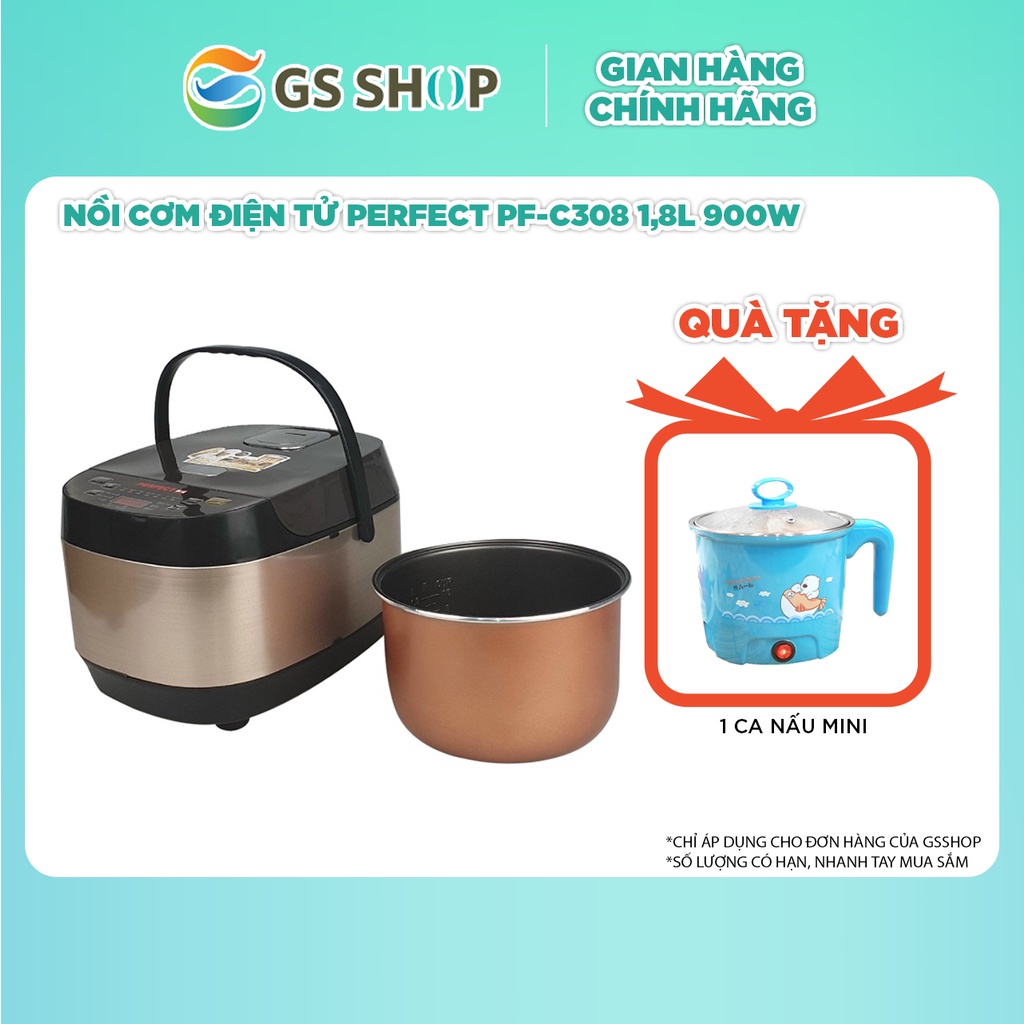 Nồi cơm điện tử Perfect PF-C308 1,8L 900W | TẶNG: 1 ca nấu mini