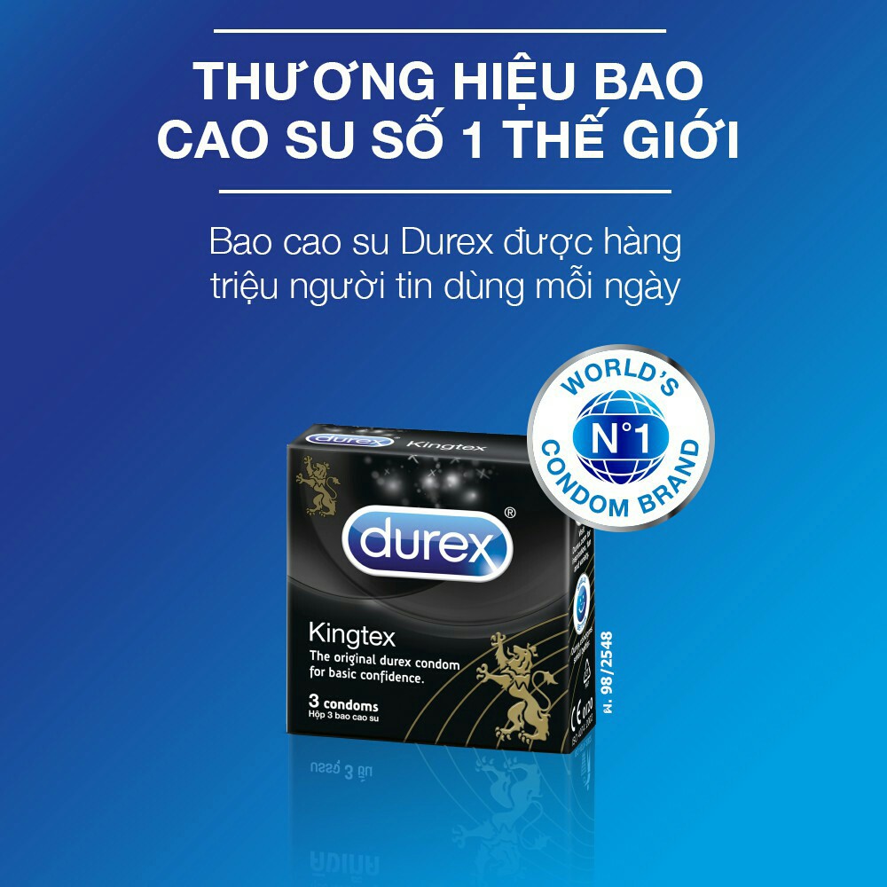 Bao cao su siêu mỏng Durex Kingtex - hộp 3 cái