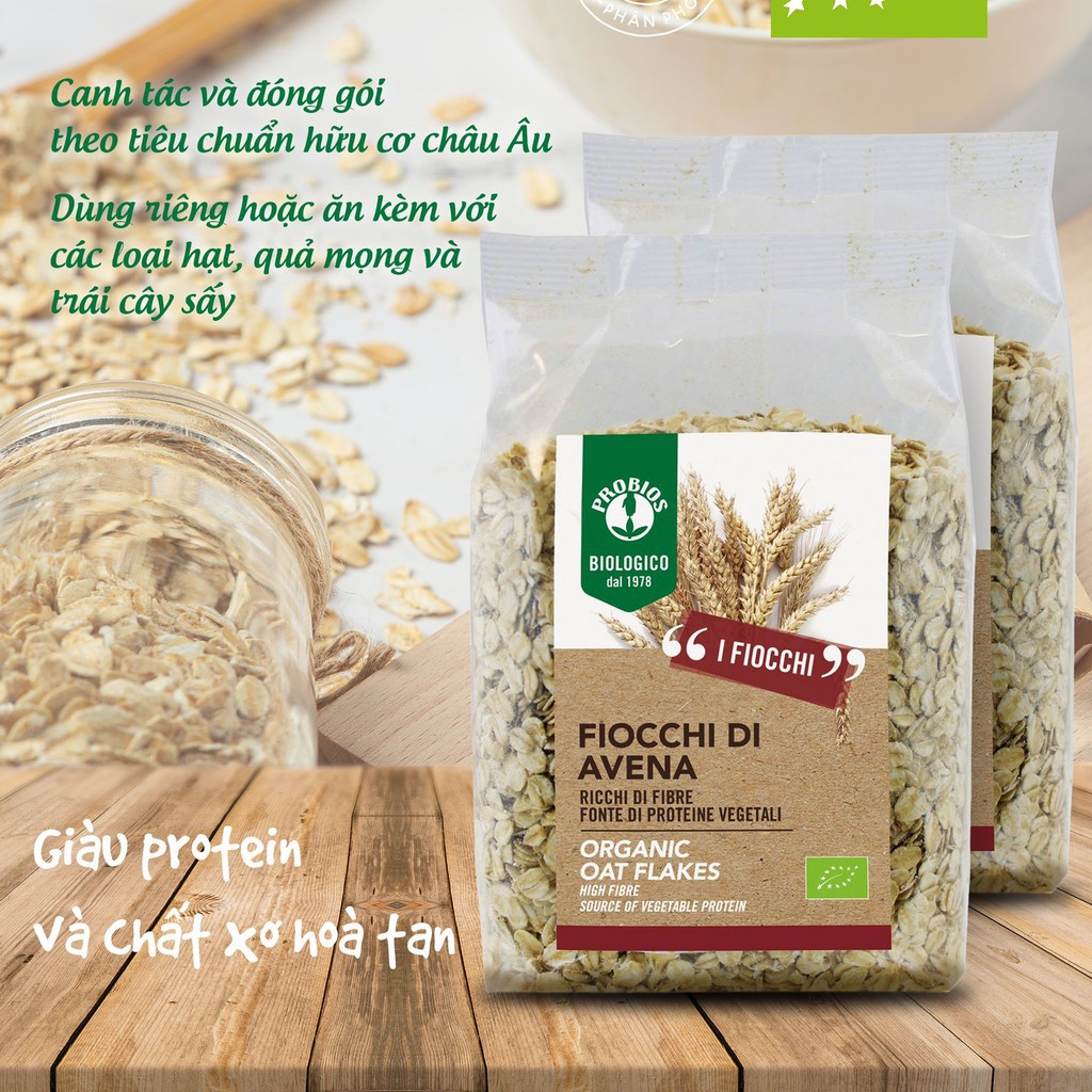 Yến mạch hữu cơ cán mỏng 500gr Probios