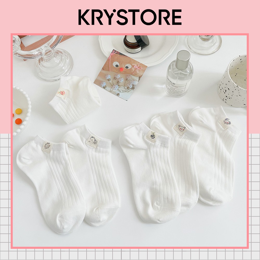 Tất trắng ngắn cổ chất đẹp hình các con vật cute dễ thương NC02