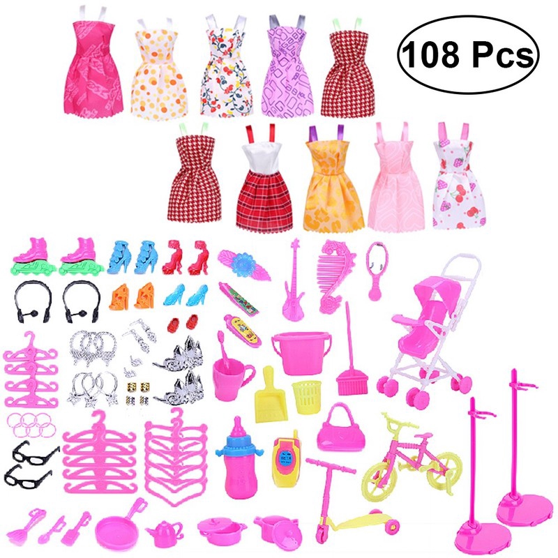 Set 108 Món Đồ Chơi Búp Bê Barbie Xinh Xắn