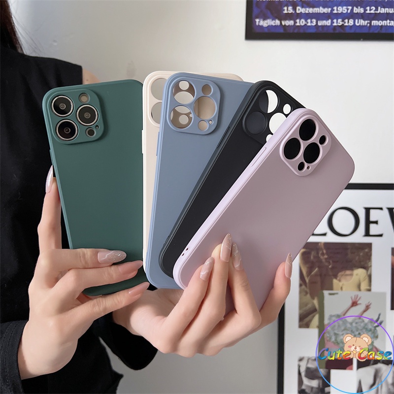 Ốp Điện Thoại Silicon TPU Mềm Màu Trơn Chống Sốc Cho iPhone X XR Xs SE 5 6 6s 7 8 Plus 11 12 13 Pro Max Plus