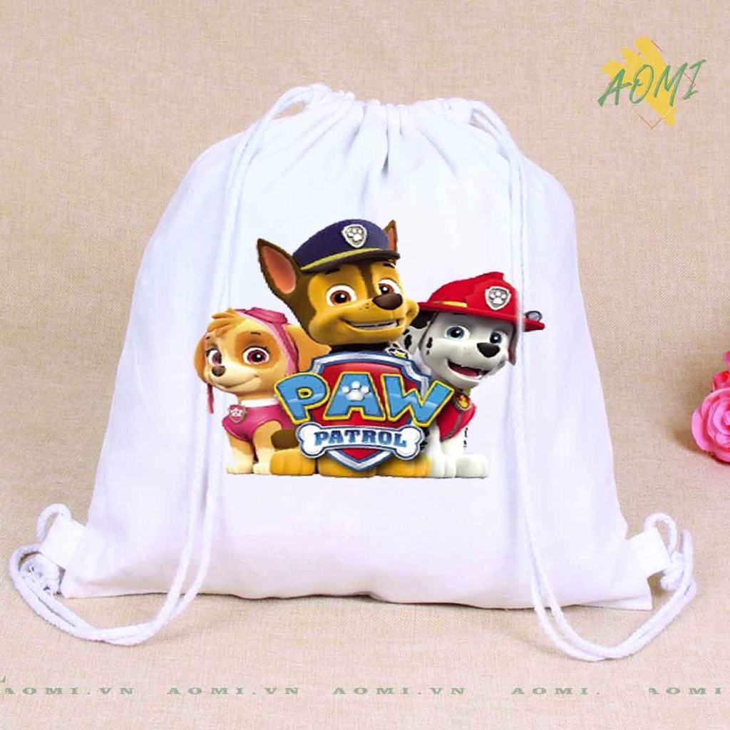 BALO MINI đội chó cứu hộ trẻ em AOMIVN DÂY RÚT ĐEO VAI 33x38cm NHỎ XINH UNISEX CHẤT CANVAS CUTE TIỆN ÍCH DU LỊCH DẠO PHỐ