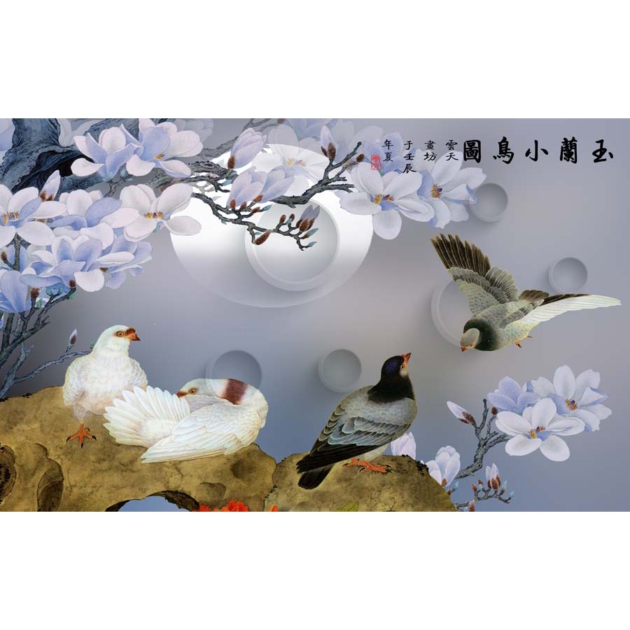 Tranh 3D dán tường phòng khách phong cách INDOCHINE sang trọng, lịch sự mẫu mã đẹp mắt, phù hợp nhiều không gian