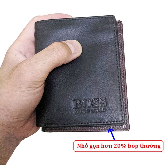 Ví nam Mini da bò 100% - bóp nam nhỏ gọn thanh lịch - thời trang, có nhiều ngăn đựng giấy tờ tiện lợi [ VNBoss mini ]