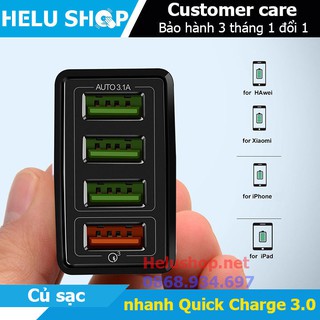 Củ sạc nhanh Quick Charge 3.0 nhỏ gọn 4 cổng USB cho điện thoại,máy tính bảng