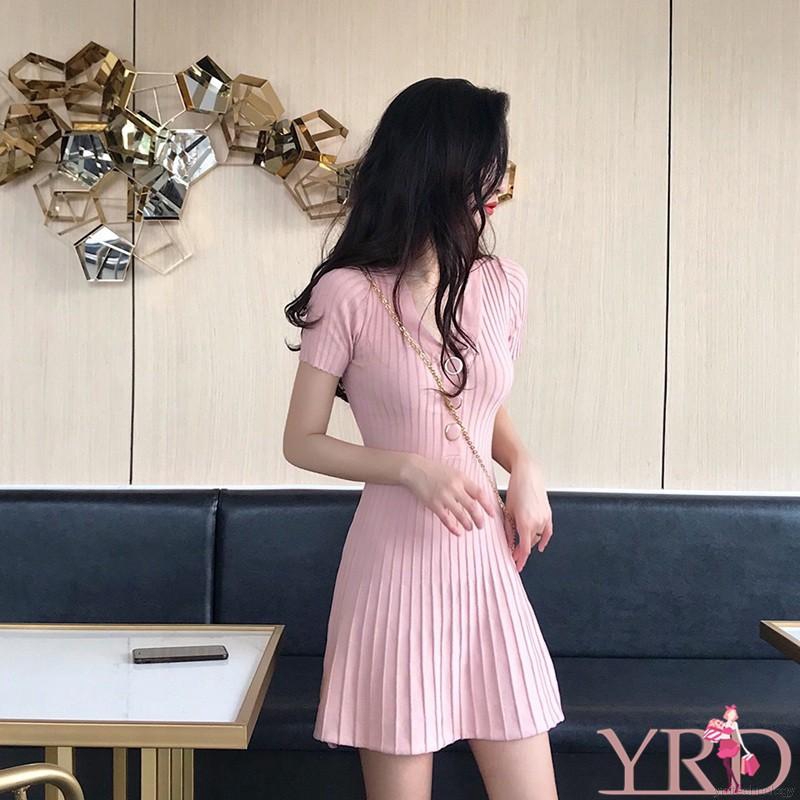 Đầm dệt kim tay ngắn thời trang cho nữ | BigBuy360 - bigbuy360.vn