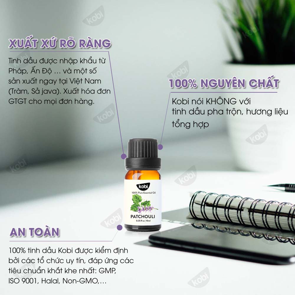 Tinh dầu Hoắc Hương Kobi Patchouli essential oil giúp thư giãn, giảm stress hiệu quả - 5ml