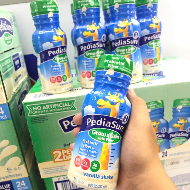Thùng 24 chai sữa nước Pediasure Grow Gain Fiber chất xơ vani 237ml Mỹ