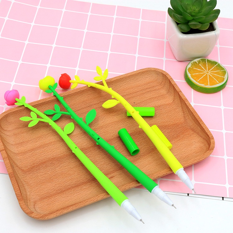Bút gel đen, bút nước mực đen hình hoa đẹp mắt, bút giá rẻ
