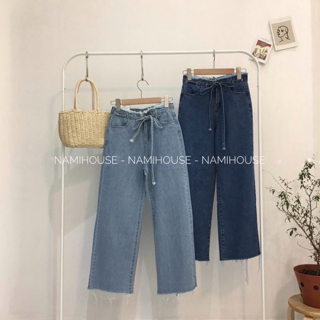 Quần jeans dây rút eo 2 màu