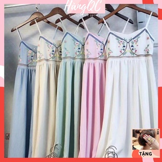 Đầm Maxi  2 Dây Thêu Thổ Cẩm Xinh