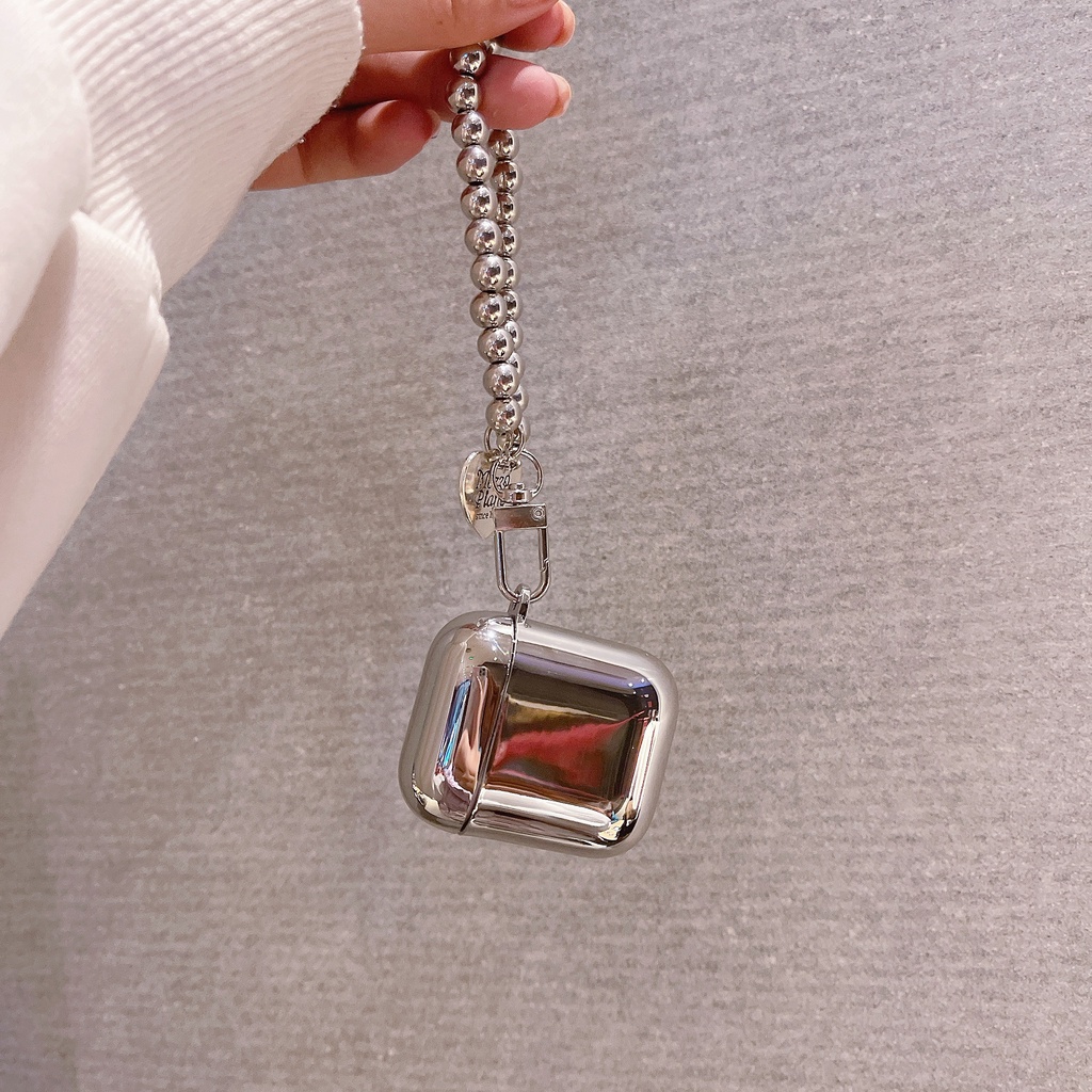 Vỏ Bảo Vệ Hộp Sạc Tai Nghe AirPods 1 2 pro 3 2021 gen3 Bằng PC Cứng Chống Rơi Mạ Điện Màu Bạc Đơn Giản