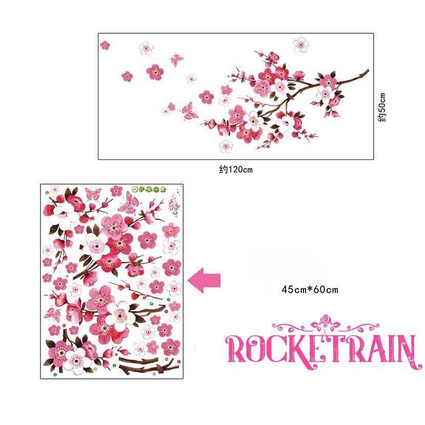 Miếng dán hình hoa đào nghệ thuật cho tường nhà