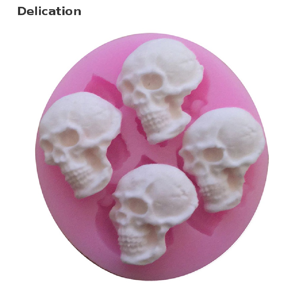 Khuôn silicone Làm Bánh 4 Ngăn Hình Đầu Lâu 3d
