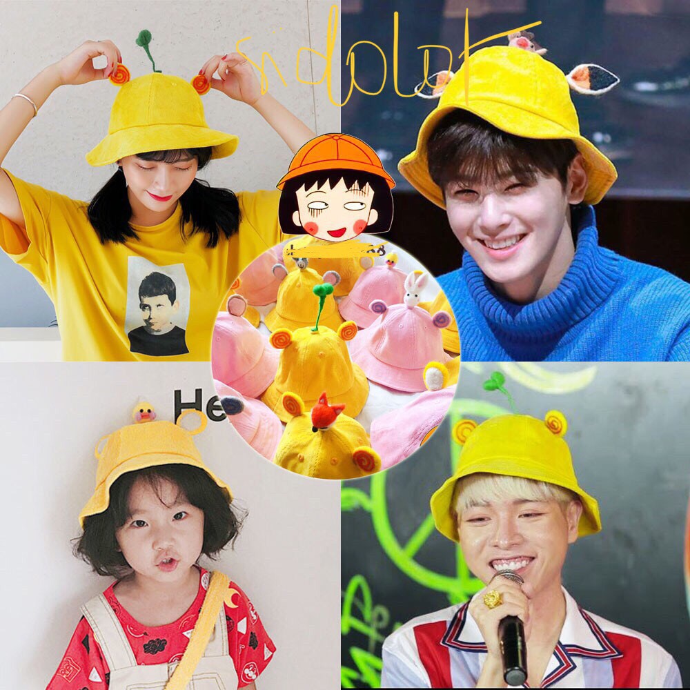 cHUYÊN SỈ Mũ Nón Maruko 3D Rộng Vành Nhiều Kiểu Mầm Cây Bucket Hat Ulzzang Kaki Nhung Siêu Cute