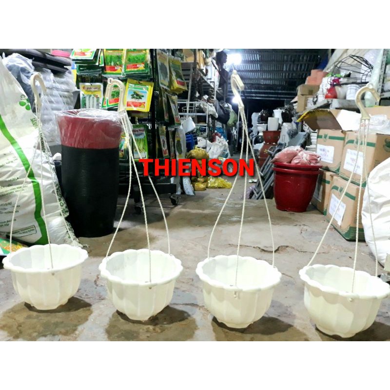 Chậu Nhựa Tròn Bầu Có Kèm Móc Treo