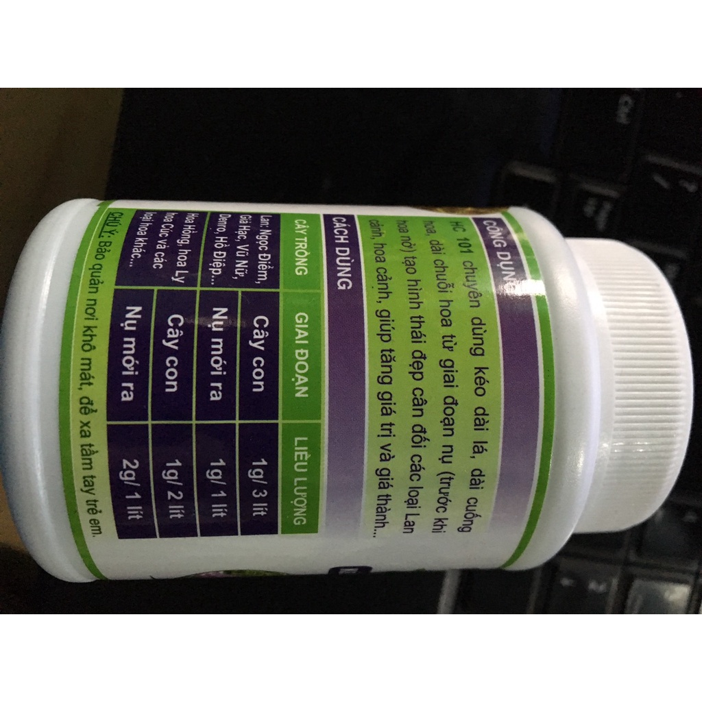 Phân bón lá kéo dài lá, chuỗi hoa dành cho hoa lan cây cảnh lọ 60gr HC 101