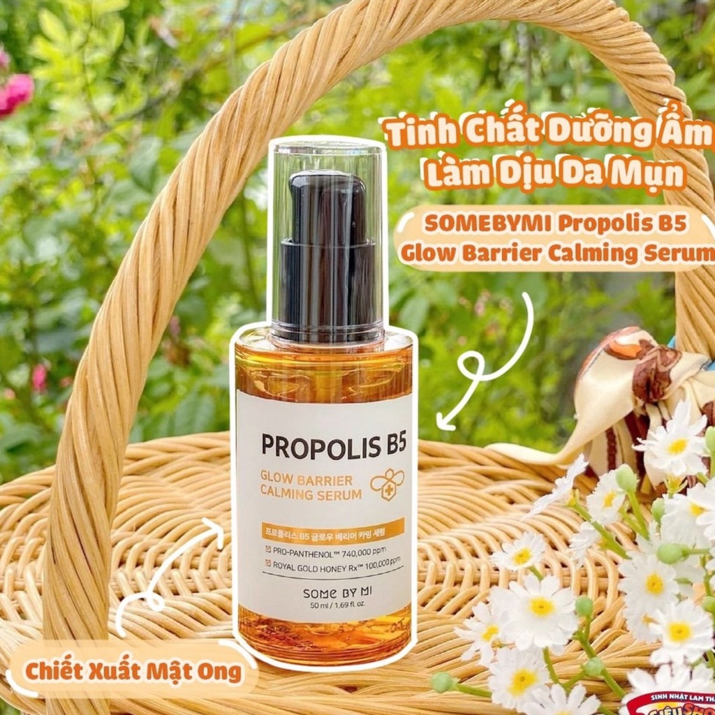 Tinh Chất keo ong B5 giảm Da Mụn Some By Mi Propolis B5 Glow Barrier Calming Serum 50ml quatangme
