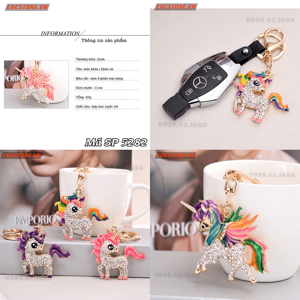 Móc khóa con ngựa đính đá dễ thương, kết hợp nhiều màu sắc 💥