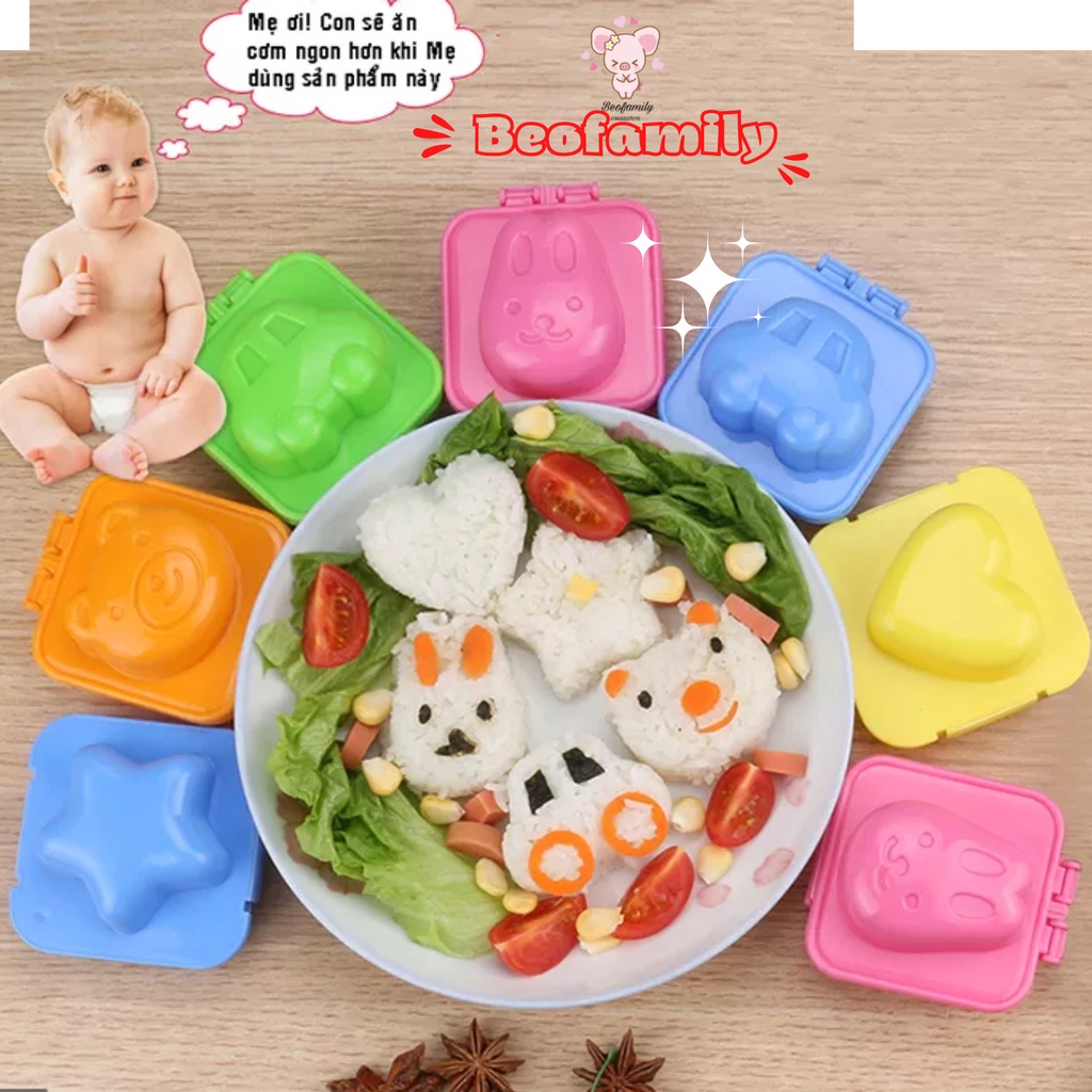 Khuôn cơm cho bé, Khuôn làm bánh, đậu hũ non, ép trứng cho bé ăn dặm kiểu nhật hình gấu thỏ oto- Beofamily
