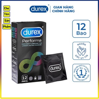 Bao cao su chống xuất tinh Durex Performa 12 bao/1 hộp. Bao cao su tăng cường gel bôi trơn.